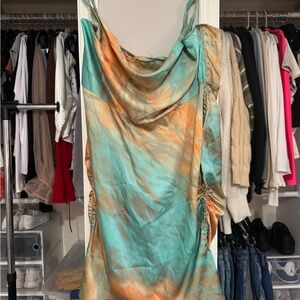 Fashion Nova Mint Satin Mini Dress